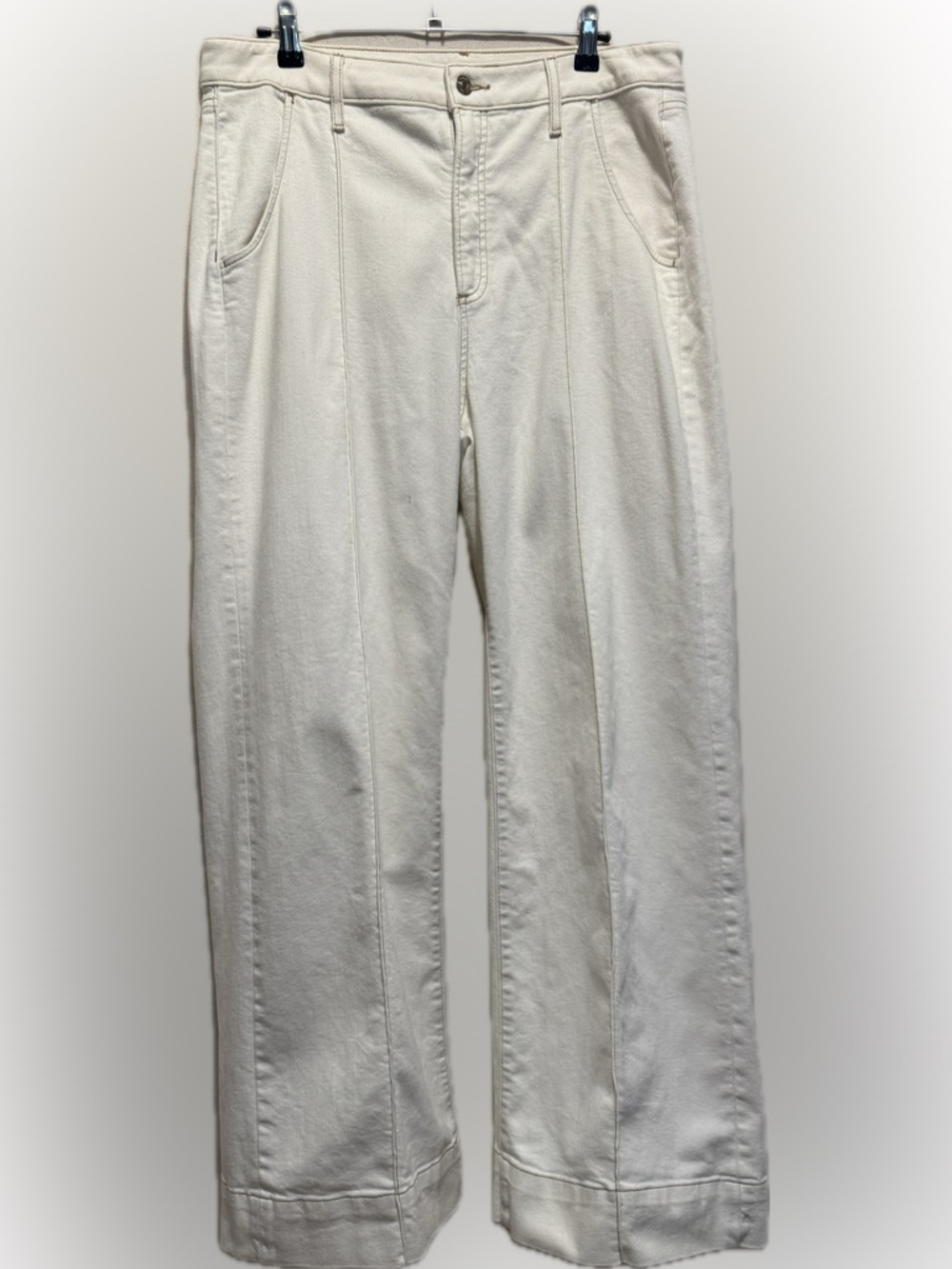 Chicos High Rise Wide Leg Cream Denim Jeans Size 14